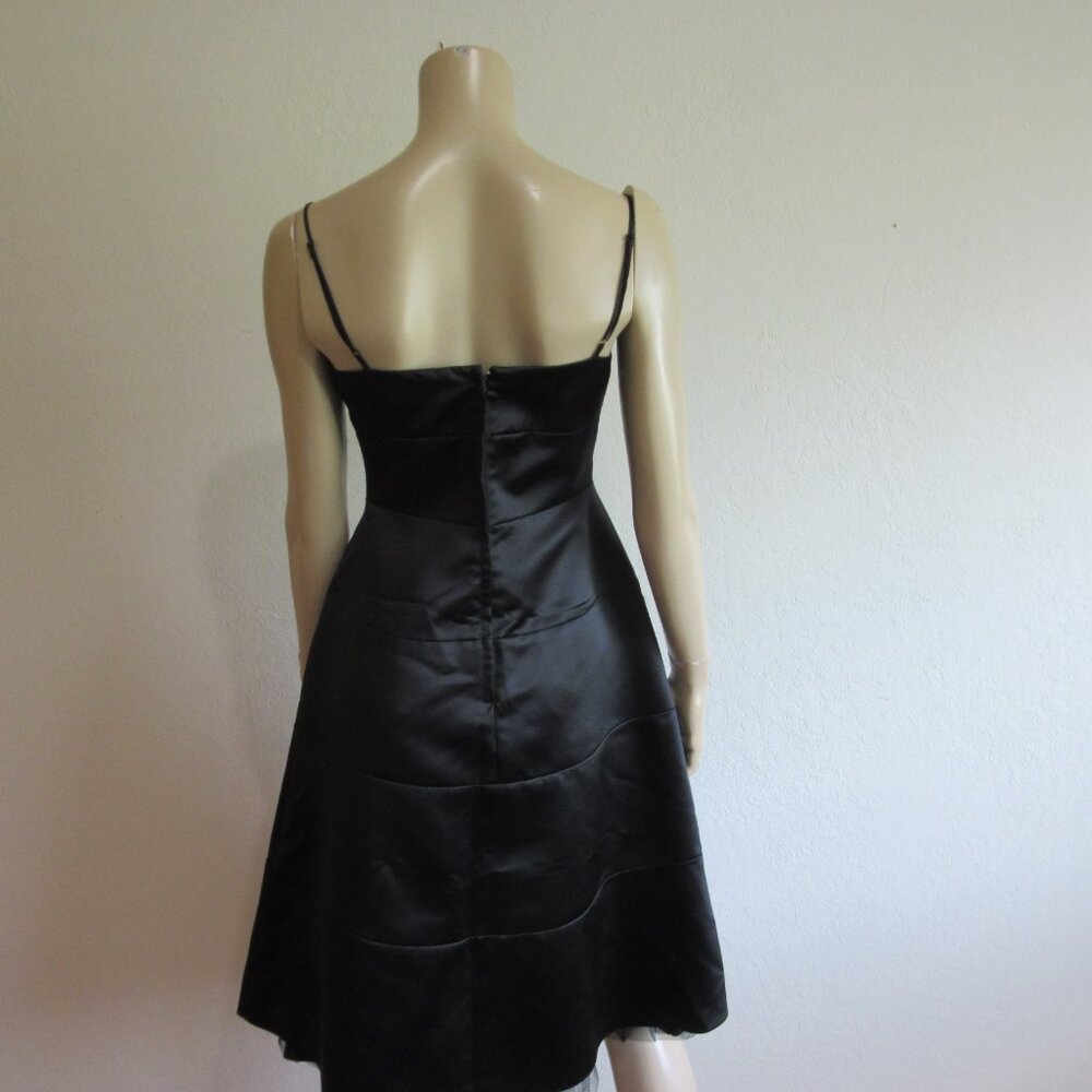 BCBGMAXAZRIA Black Spaghetti Strap 4 Fit & Flare Short Evening Dress - Picture 3 of 4